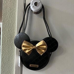 Black and Gold Mickey Mouse Crossbody Bag